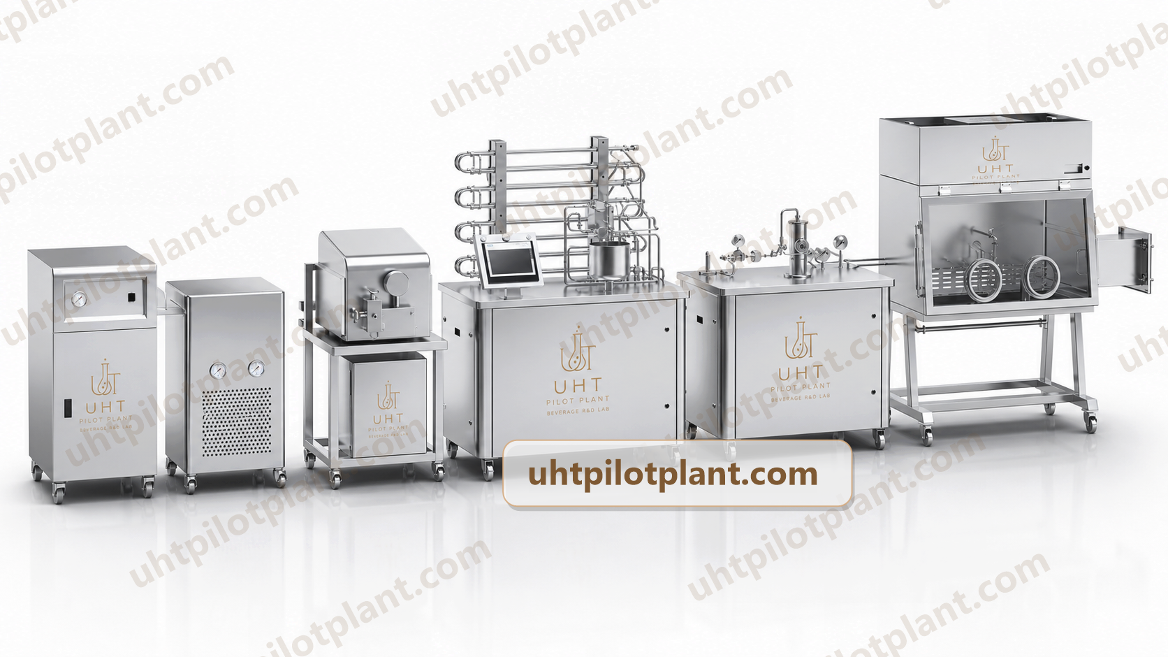 Complete UHT pilot line with modular stainless steel processing and sample filling equipment